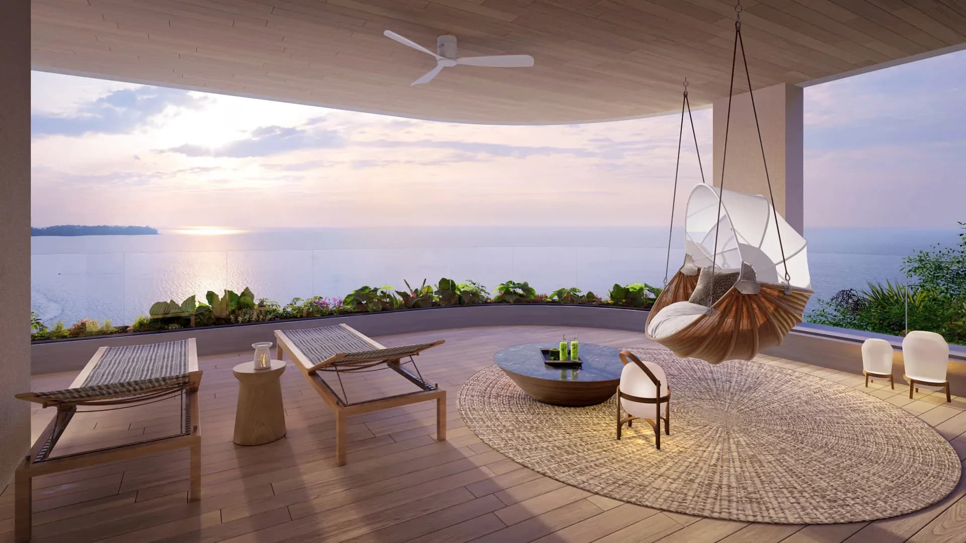 Banyan Tree Beach Residences Oceanus sunset balcony