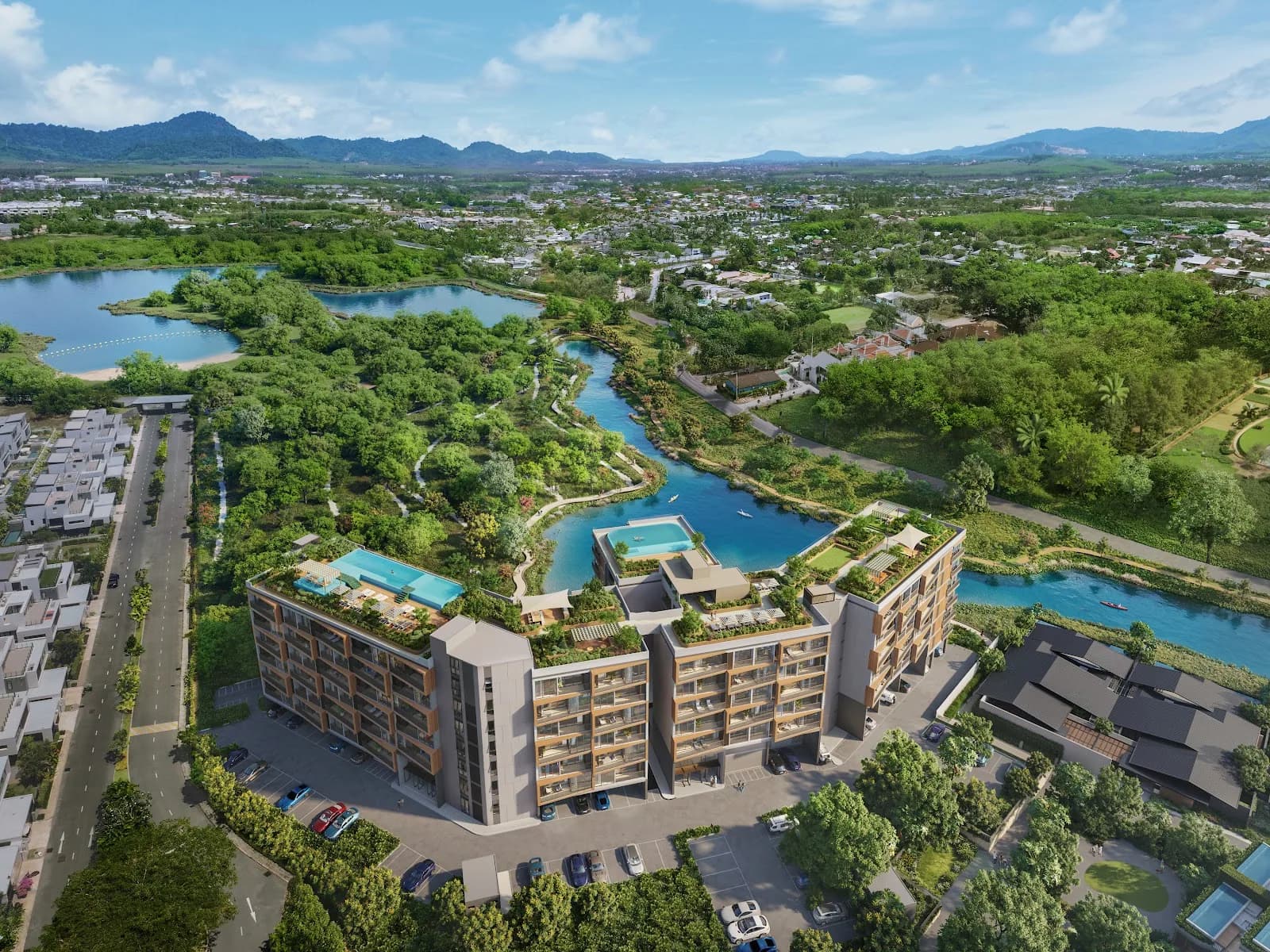 Skypark Elara Lakelands Phuket aerial view