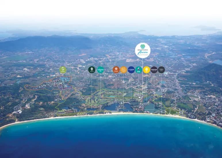Skypark Elara Lakelands Phuket aerial map